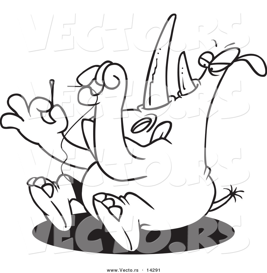 1024x1044 Vector Of A Cartoon Rhino Threading A Needle