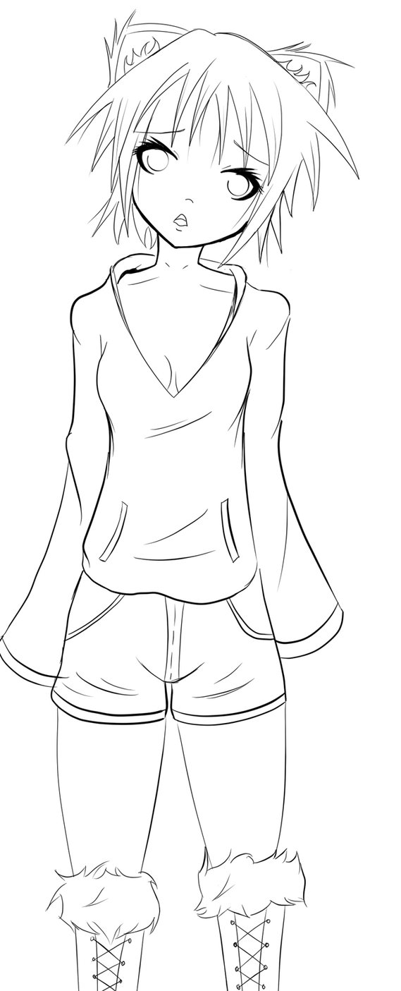 569x1405 Anime Neko Girl Coloring Pages