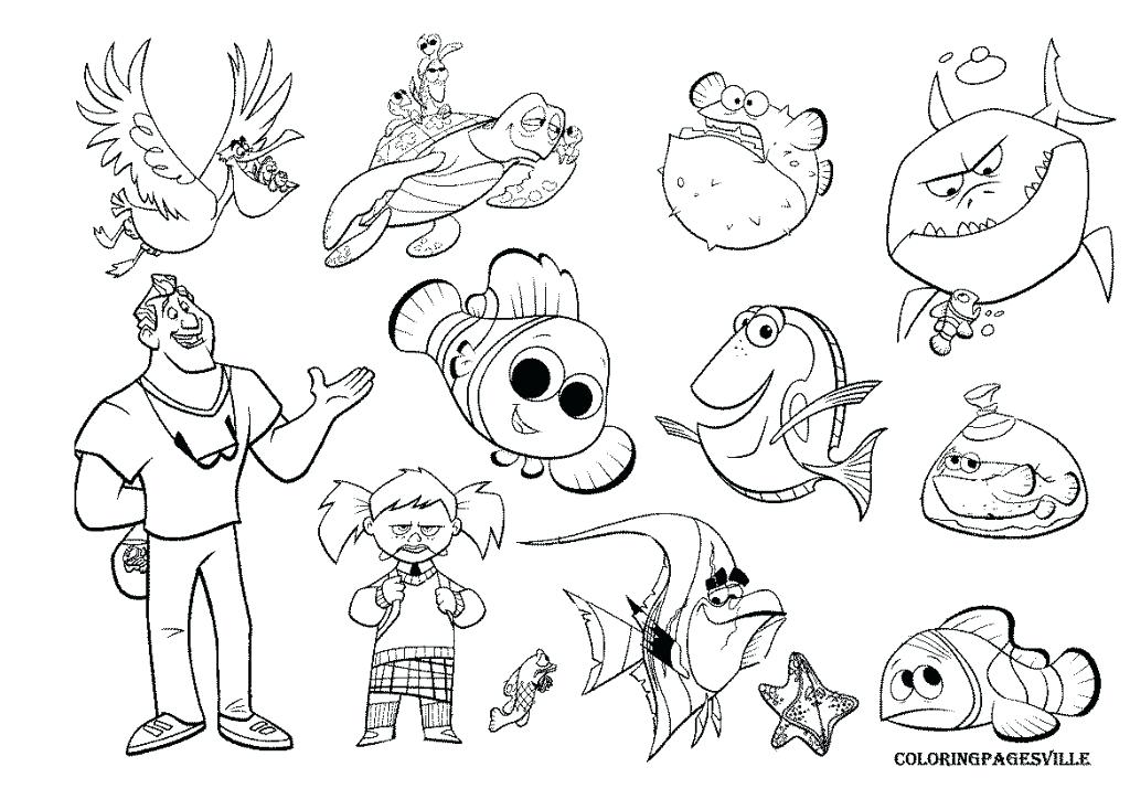 1024x724 Nemo Coloring Page Finding Coloring Book Three Sharks Finding