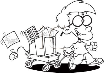 350x246 Coloring Page Of A Little Nerd Boy With His Computer In A Wagon