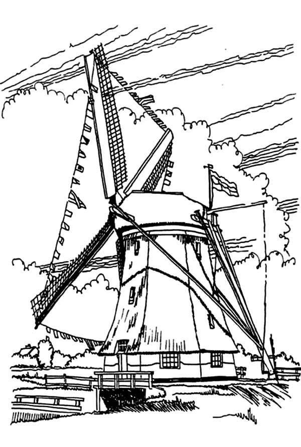 600x890 A Giant Windmills In Dutch Coloring Pages Batch Coloring