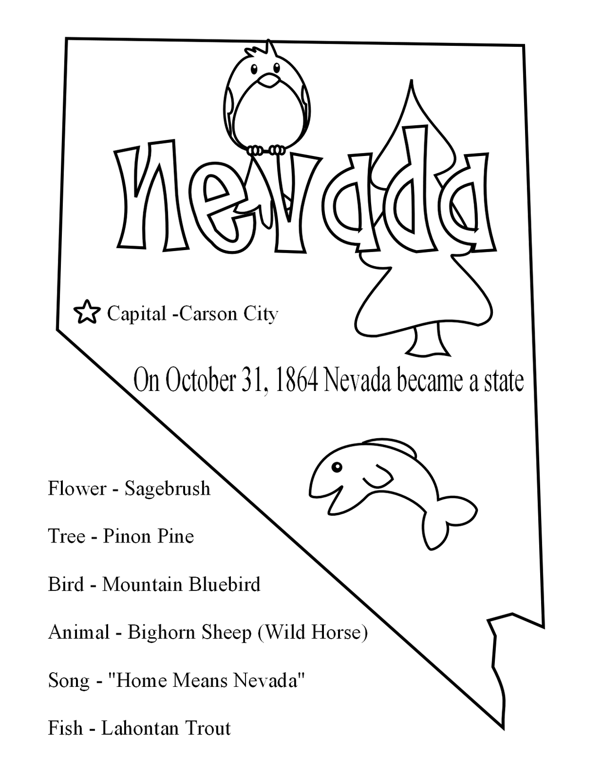 1236x1600 Nevada Map Coloring Pages