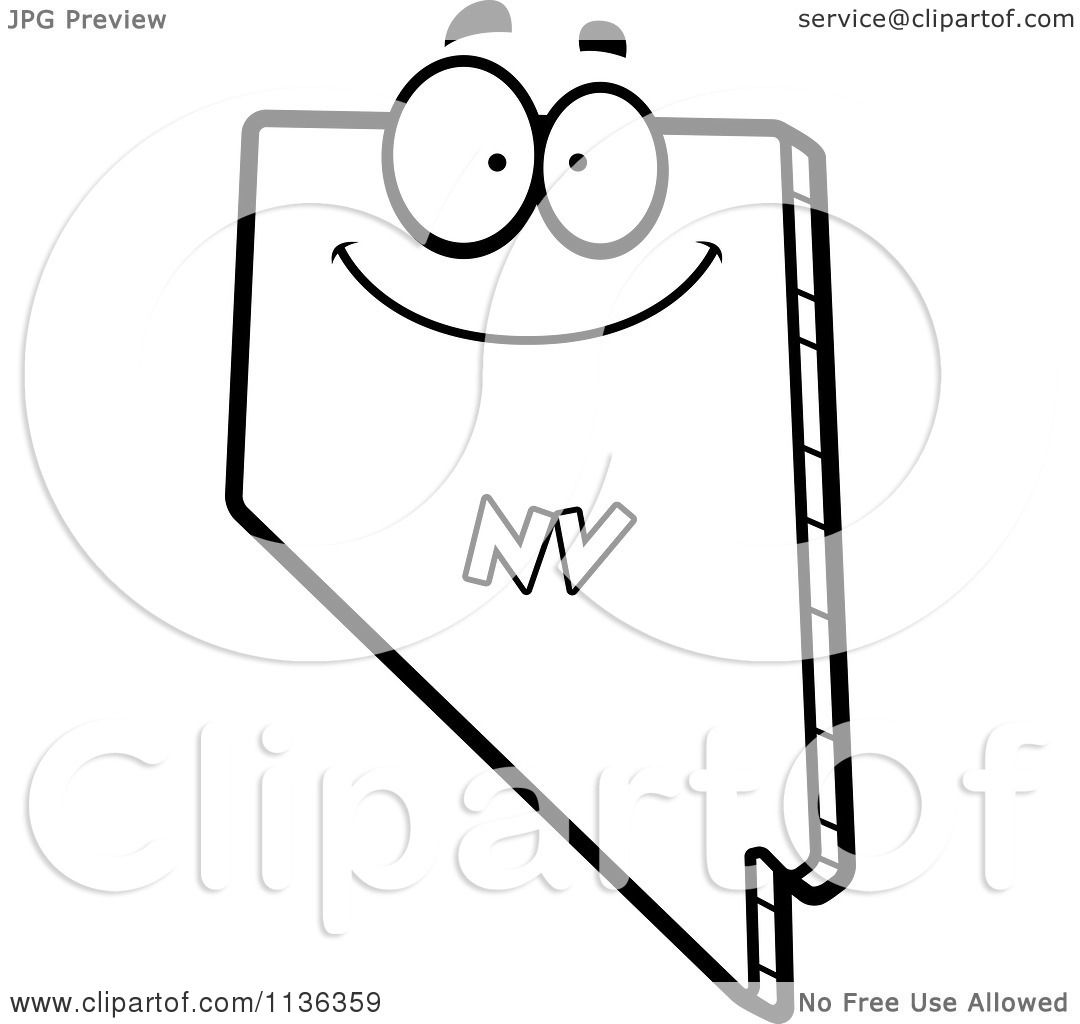 1080x1024 Cartoon Clipart Of An Outlined Happy Nevada State Character