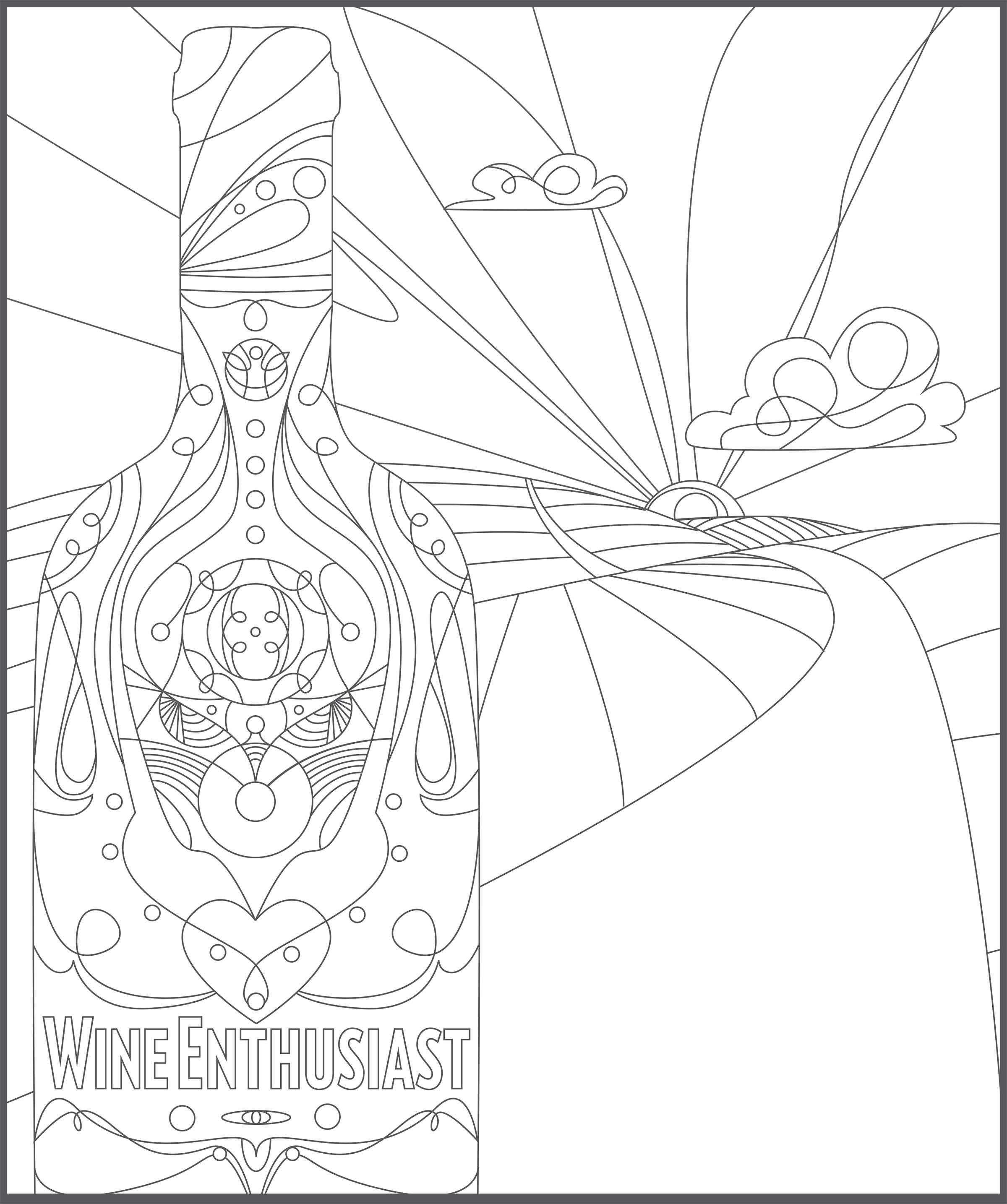 2400x2870 Adult Coloring Book, Color Inside The Wines Wine Enthusiast