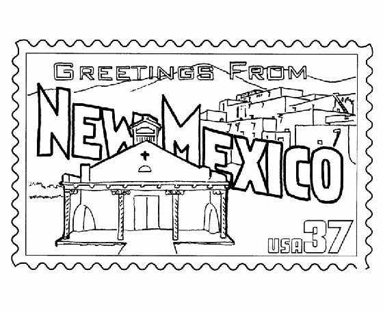 560x458 New Mexico State Stamp Coloring Page States Usa