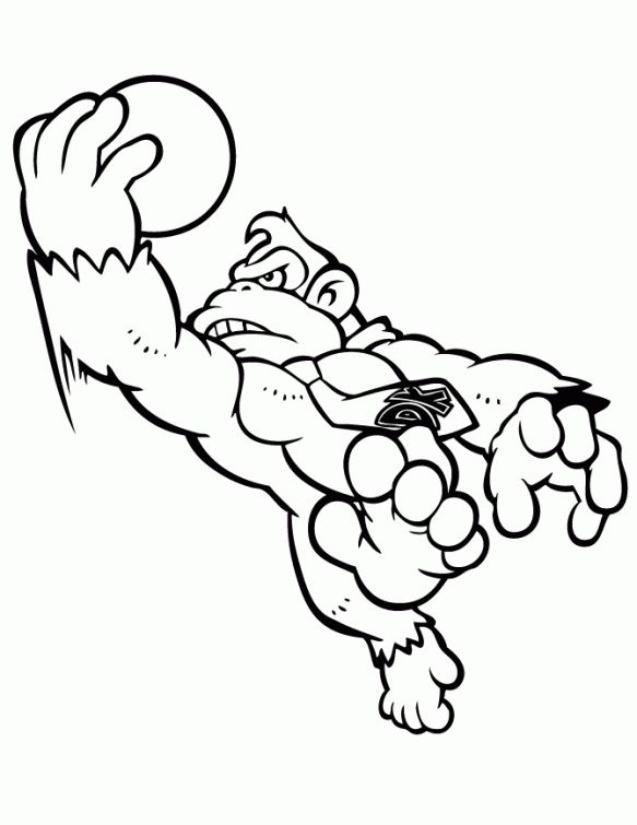 583x755 Donkey Kong Playing Basketball Coloring Page Fun Coloring Pages