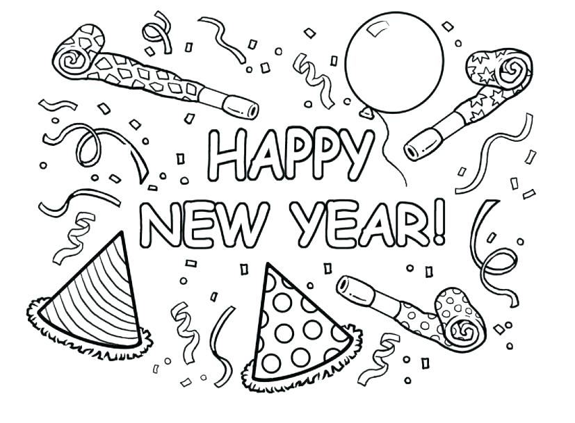 827x609 Happy New Year Colouring Pages