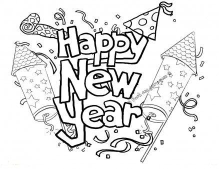 438x338 Printable Happy New Year Fireworks Coloring Pages