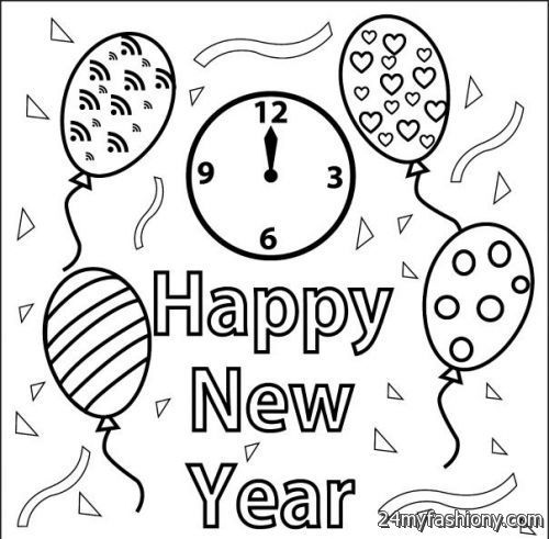 500x491 New Year Coloring Pages Free Happy New Year Coloring Pages