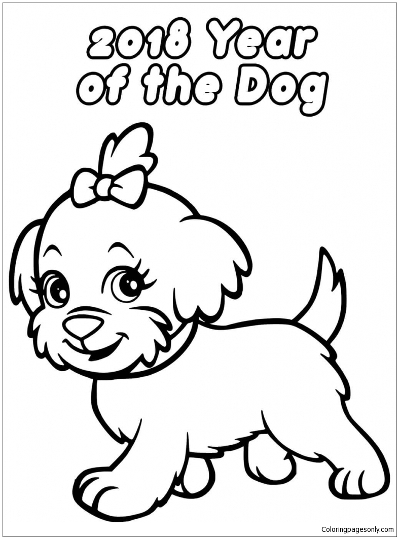 787x1063 Chinese New Year Coloring Pages Dog Page Free Online
