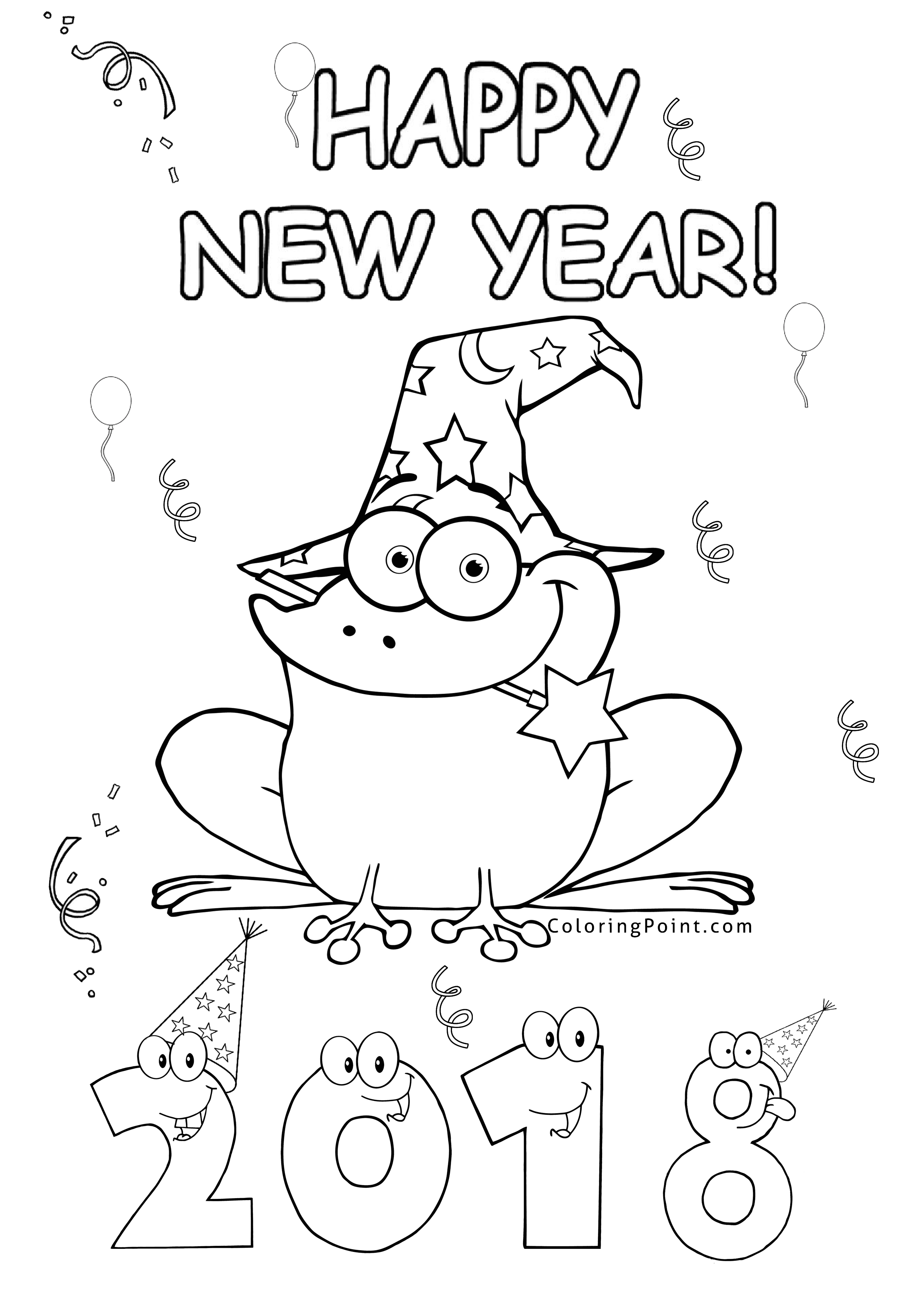 2480x3508 Happy New Year Coloring Page