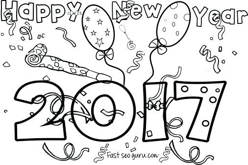 506x338 Printable New Year Coloring Pages Happy New Year Fireworks