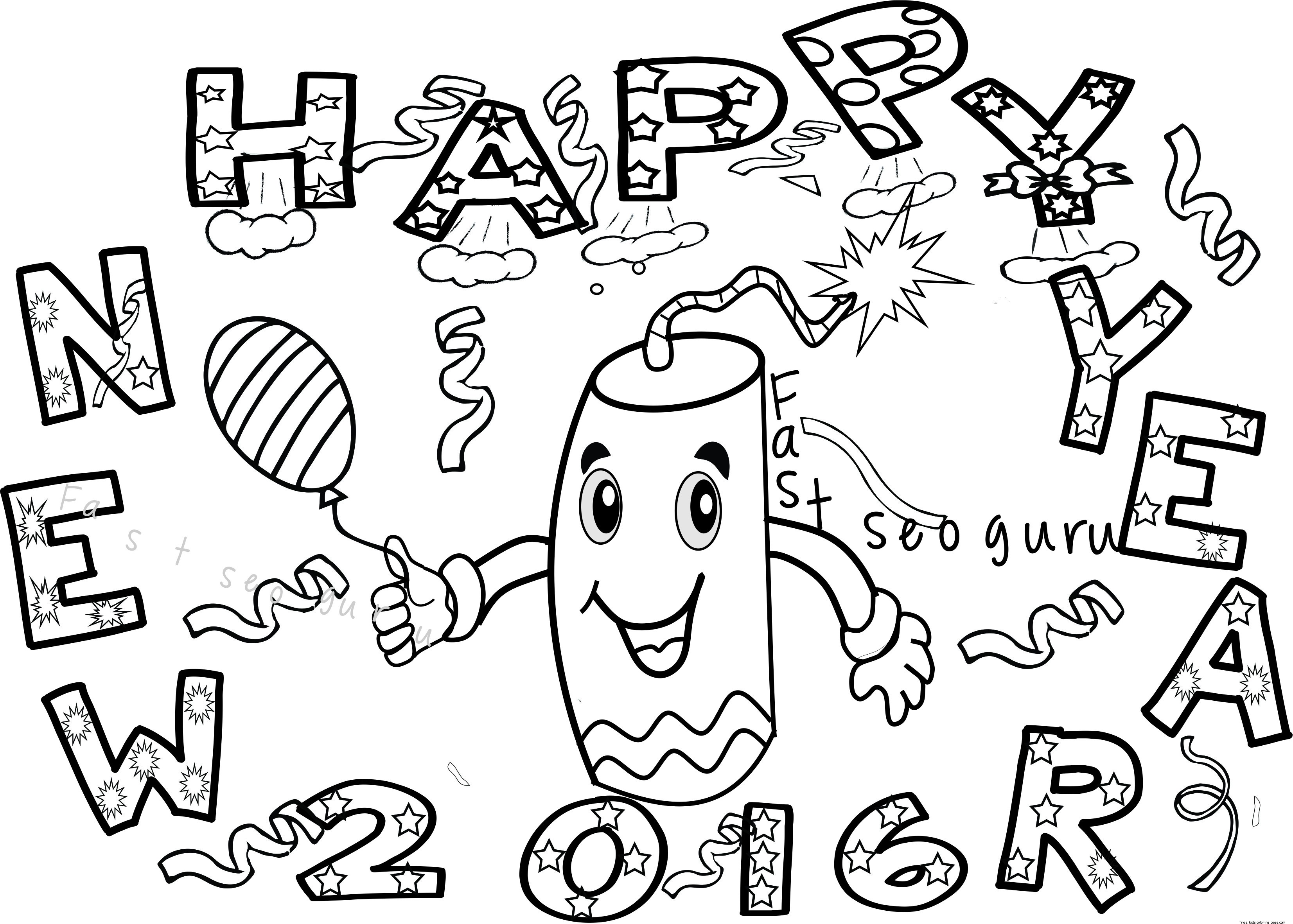 3306x2363 New Years Eve Coloring Pages Printable