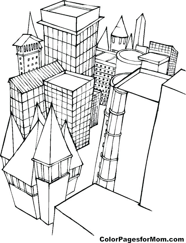 640x833 New York Skyline Coloring Page Line Drawing At Free For Personal