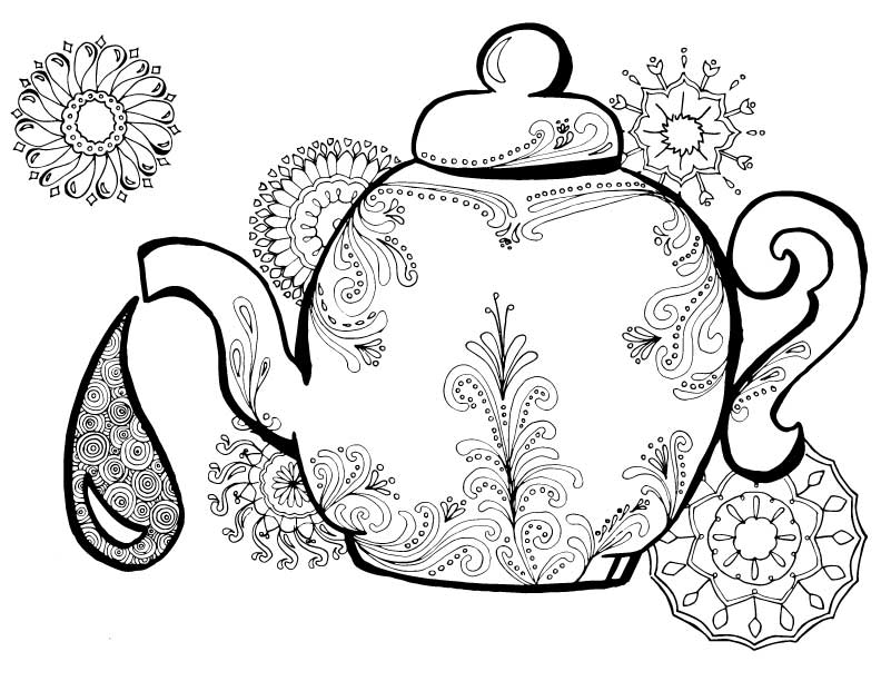 792x612 Tea Coloring Pages For Adults