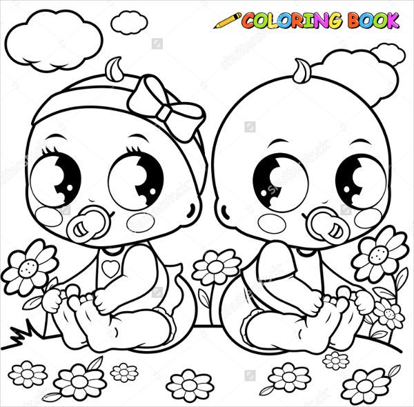 600x590 Newborn Baby Girl Coloring Page At Coloring Pages Of Babies