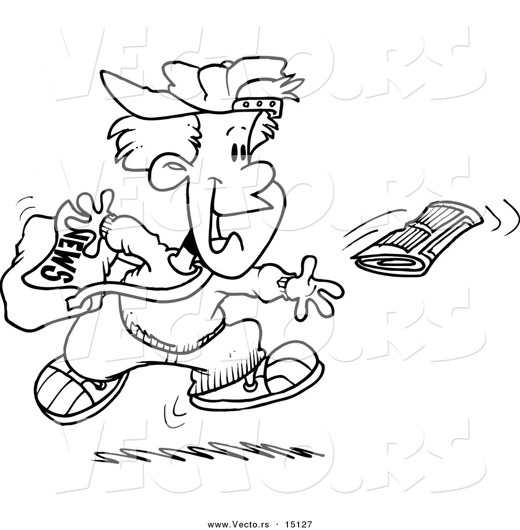 1024x1044 Vector Of A Cartoon Boy Tossing A Newspaper