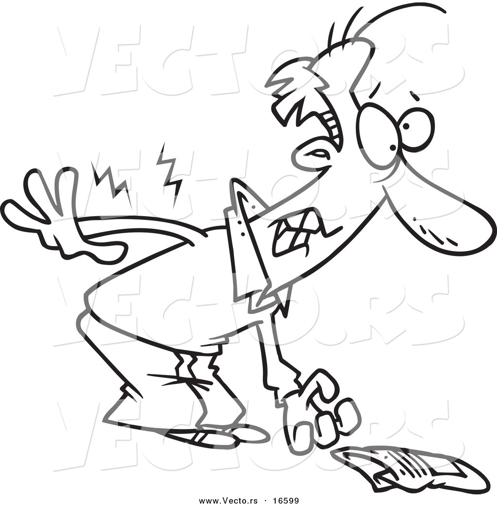 1024x1044 Vector Of A Cartoon Man Picking Up A Newspaper And Hurting His