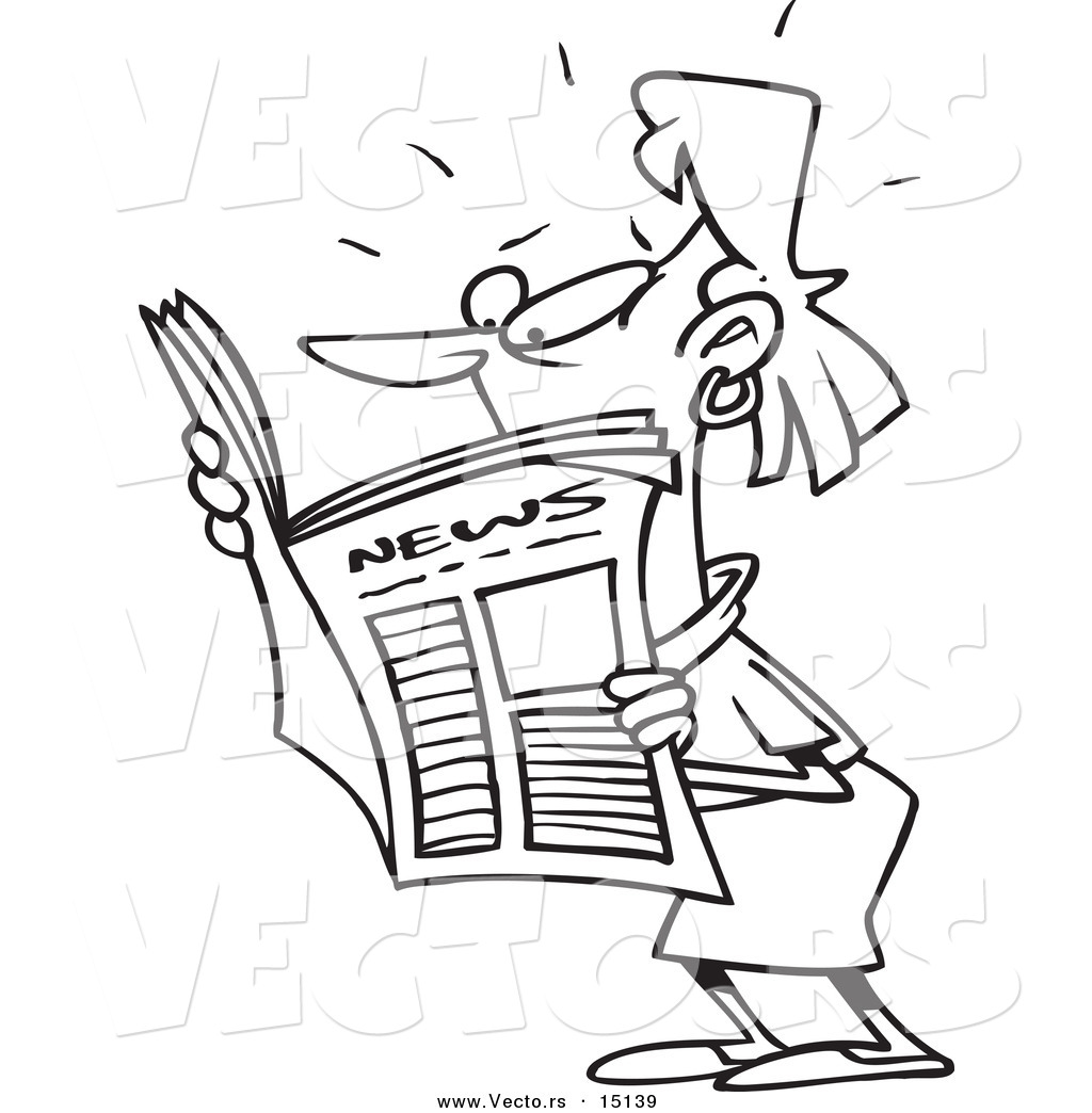 1024x1044 Vector Of A Cartoon Woman Reading Shocking News