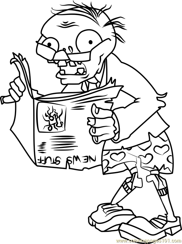 597x800 Newspaper Zombie Coloring Page Free Plants Vs Zombies Coloring