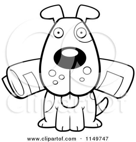 450x470 Cartoon Clipart Of A Black And White Dog Sitting
