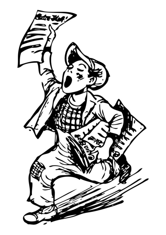531x750 Coloring Page Newspaper Vendor