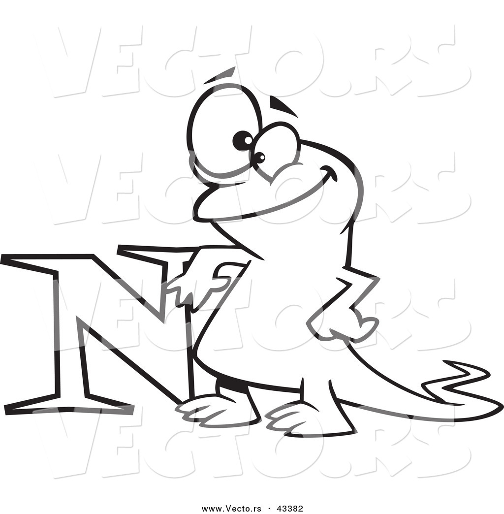 1024x1044 Vector Of A Happy Cartoon Newt Leaning On The Letter N