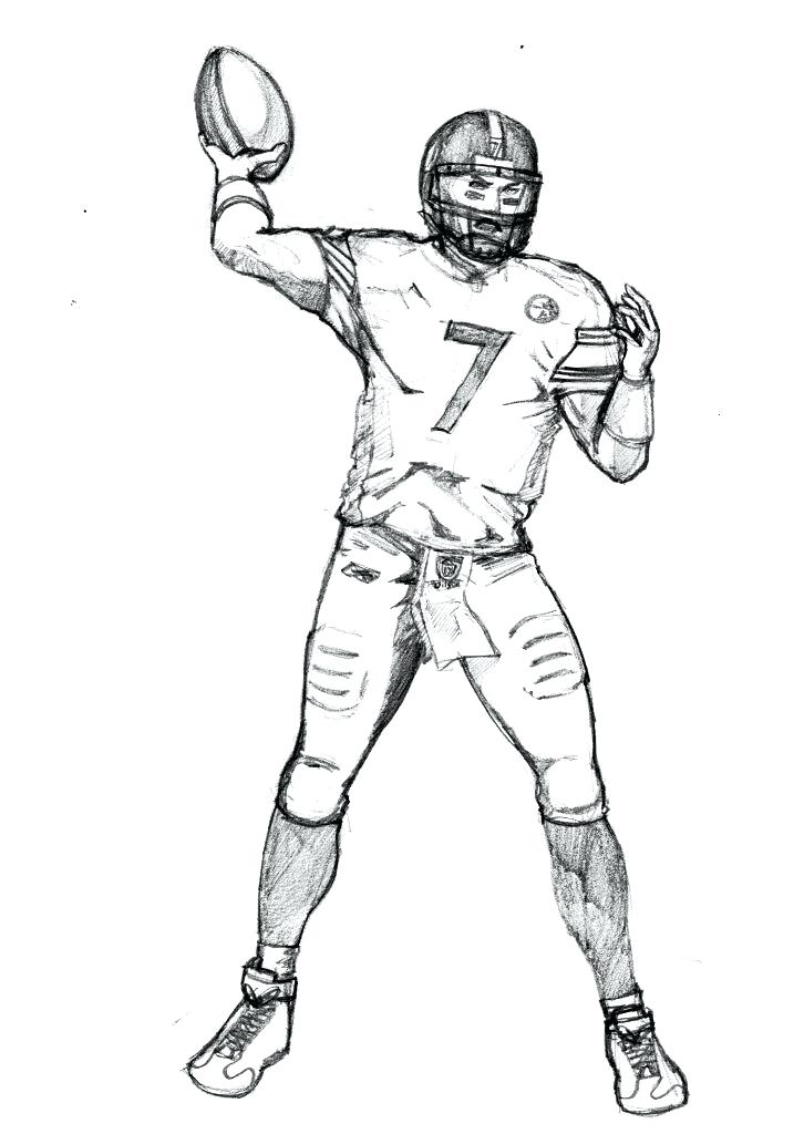 726x1024 Football Player Coloring Pages How To Draw Football Players Nfl