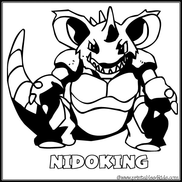 600x600 Pokemon Nidoking Coloring Page Printables For Kids Free Word