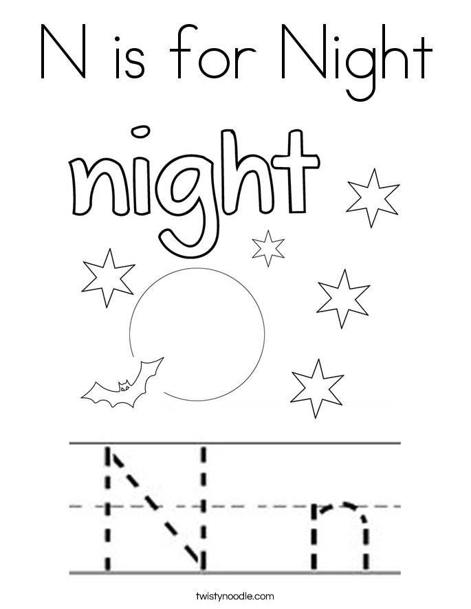 685x886 N Is For Night Coloring Page