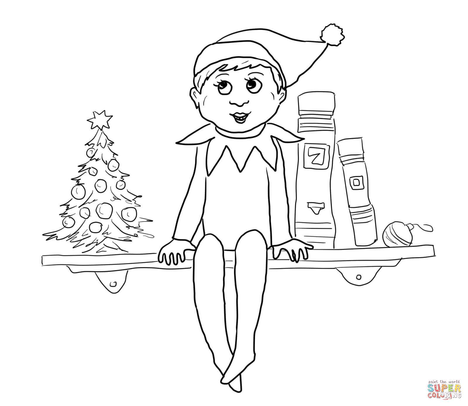 1600x1388 Elf Shelf Coloring Page