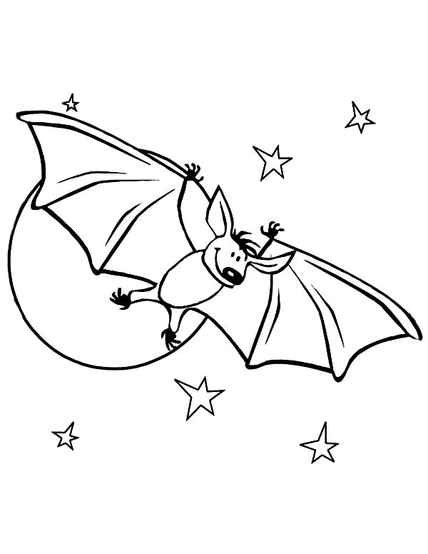 600x776 Cute Bats In Starry Night Coloring Page Color Luna