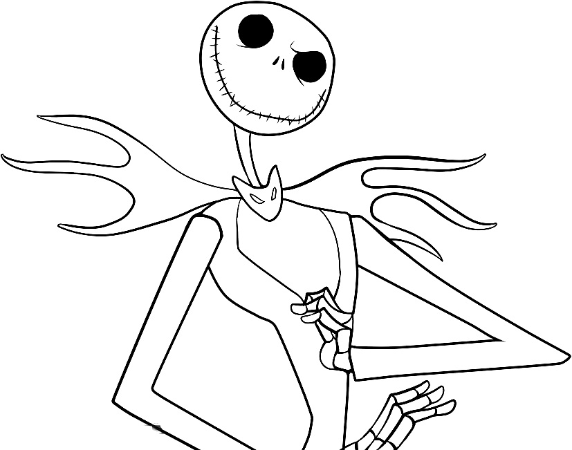 827x651 Jack Skeleton Coloring Pages Free Printable Nightmare Before