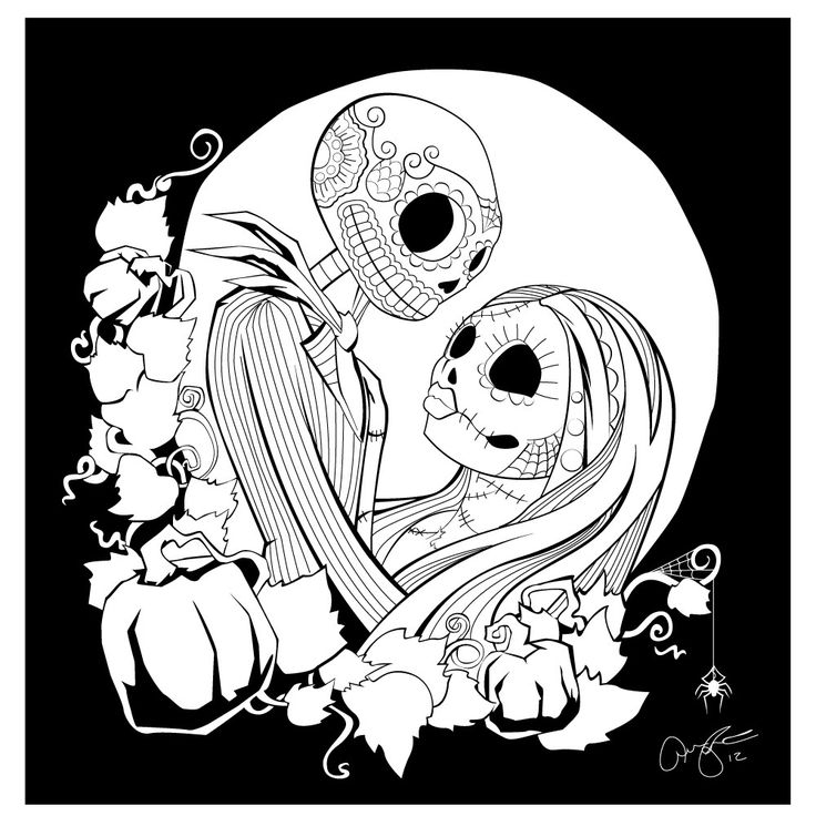 736x736 Nightmare Before Christmas Jack And Sally Coloring Pages Nightmare