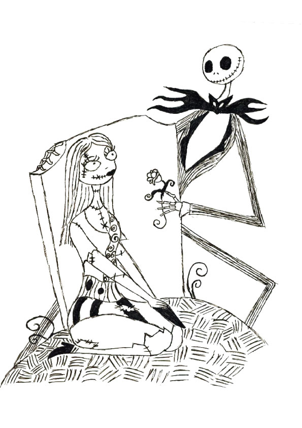 595x842 Printable Nightmare Before Christmas Coloring Pages