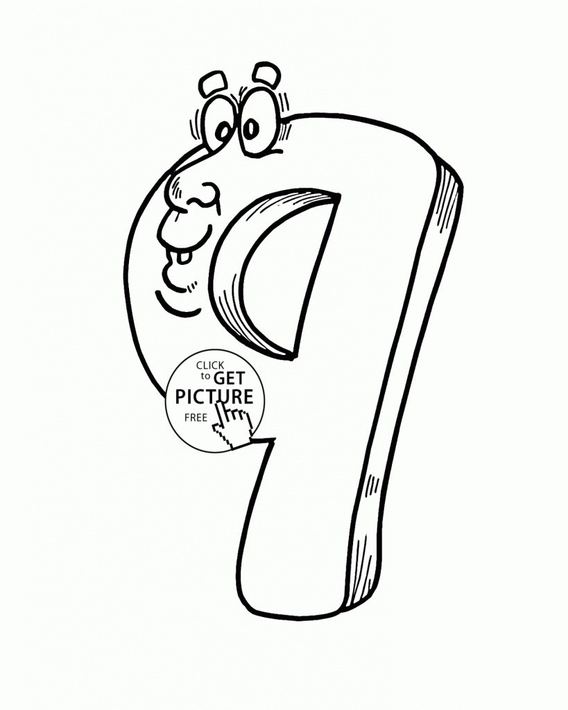 819x1024 Number Nine Coloring Page Printable Numbers Activities Endear