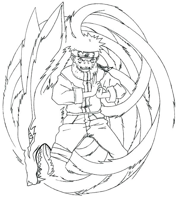 600x665 Naruto Coloring Pages Nine Tailed Fox