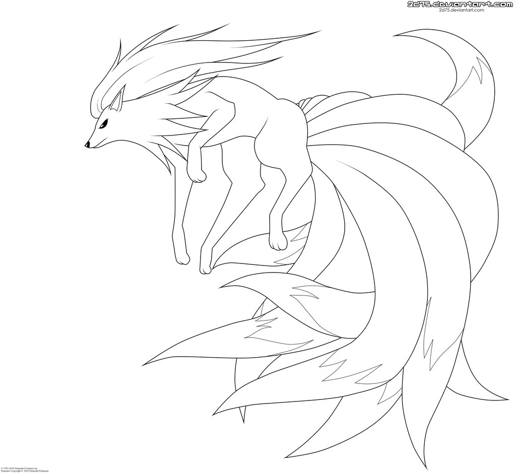1024x939 Ninetales Lineart