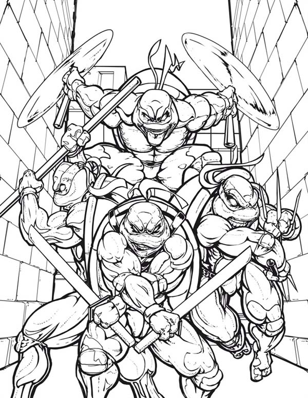 600x776 Teenage Mutant Ninja Turtles In The Alley Coloring Page
