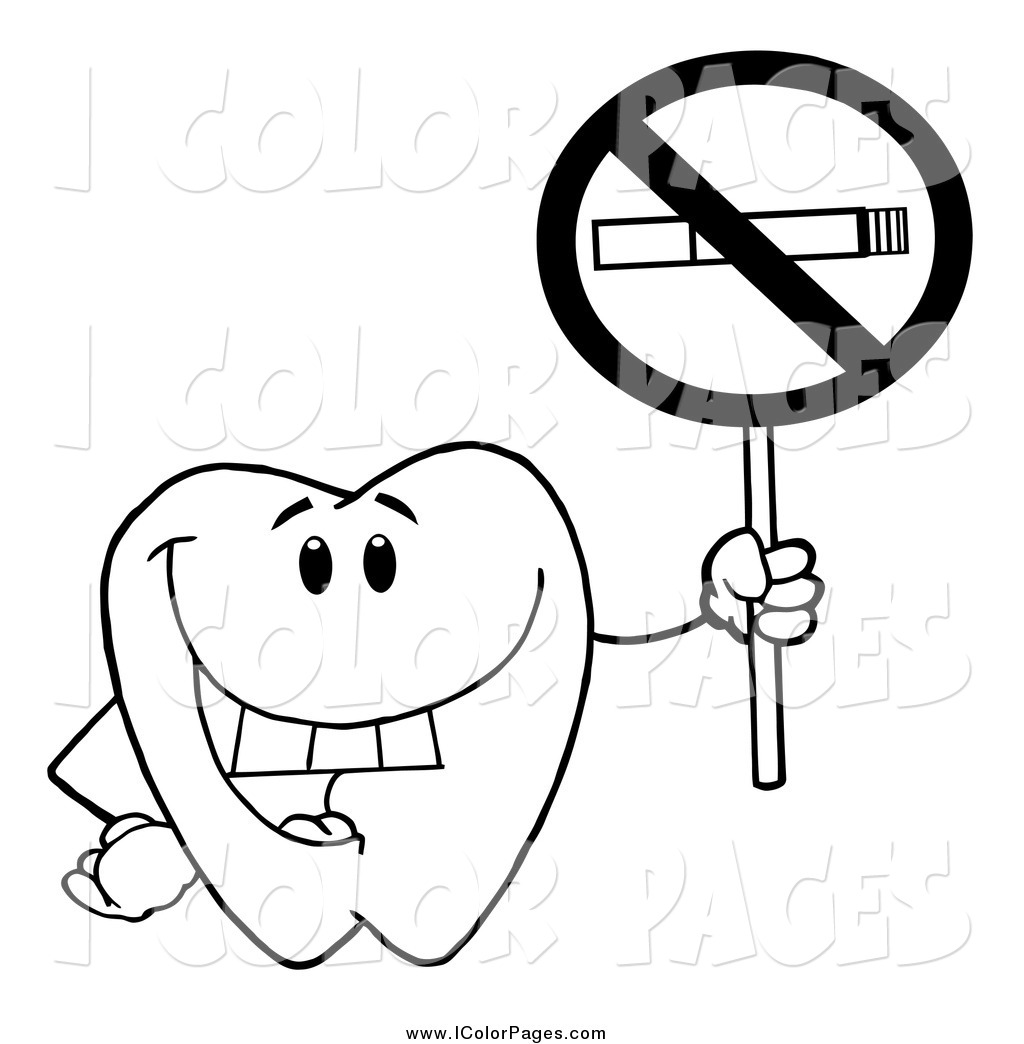 1024x1044 Vector Coloring Page Of A Black And White Dental Tooth Character