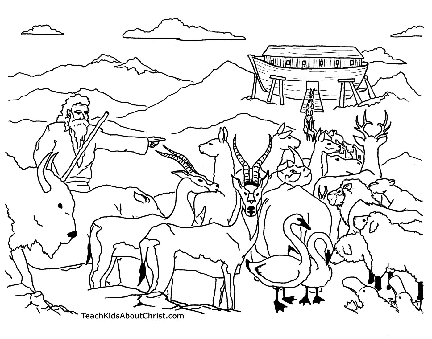1400x1100 Noah And The Ark Coloring Pages With Noah And The Ark Coloring
