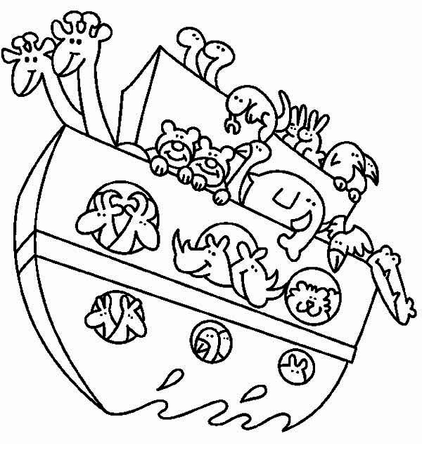 600x658 Print Hq Noah's Ark Packed With All The Animals Coloring Page