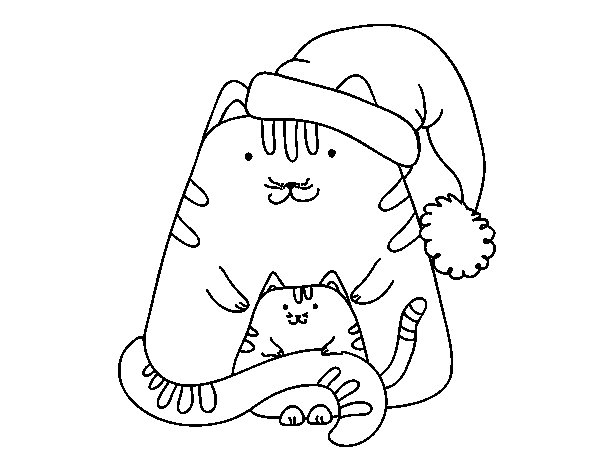 600x470 Kitten Christmas Coloring Pages