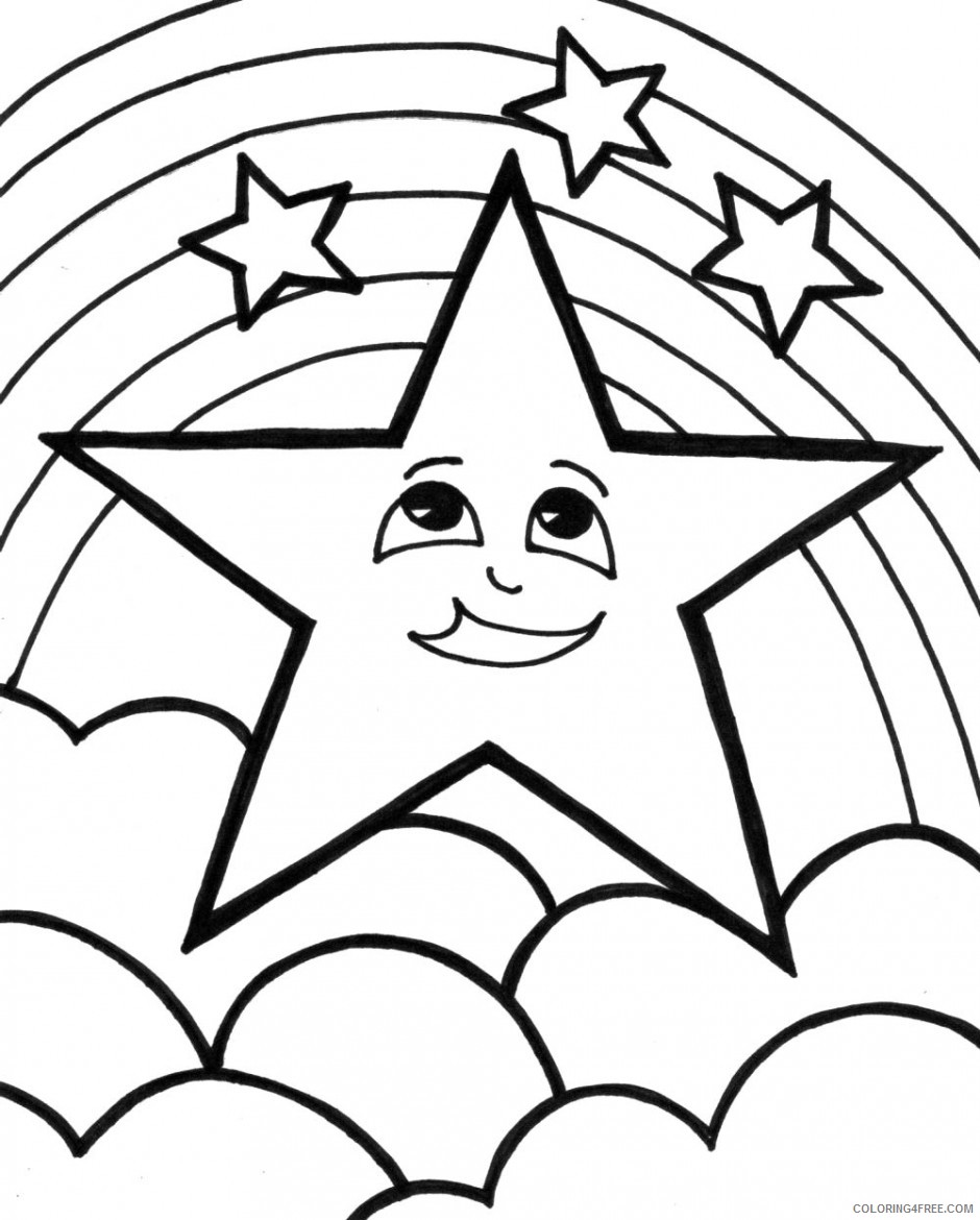 940x1170 Star Coloring Pages Clouds And Rainbow
