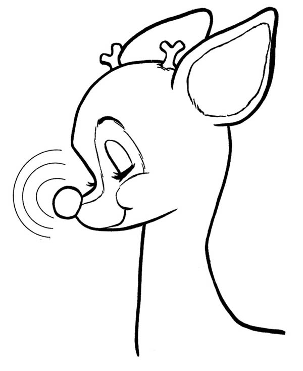 600x734 Rudolph The Reindeer Is Proud Of His Red Nose Coloring Page