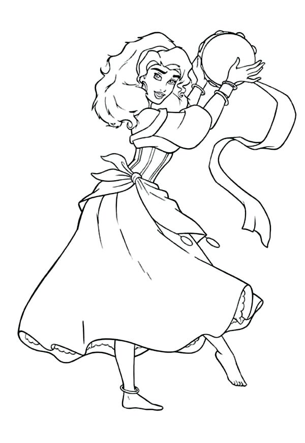 600x870 The Hunchback Of Notre Dame Coloring Pages With Tambourine