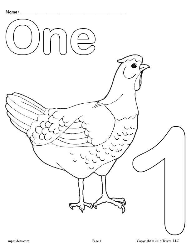 612x792 Free Printable Animal Number Coloring Pages