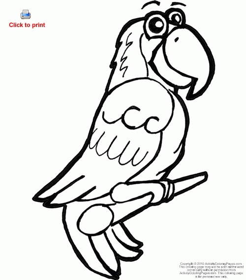 500x570 Parrot Coloring Page