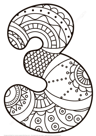 339x480 Number Zentangle Coloring Page From Zentangle Numbers Category