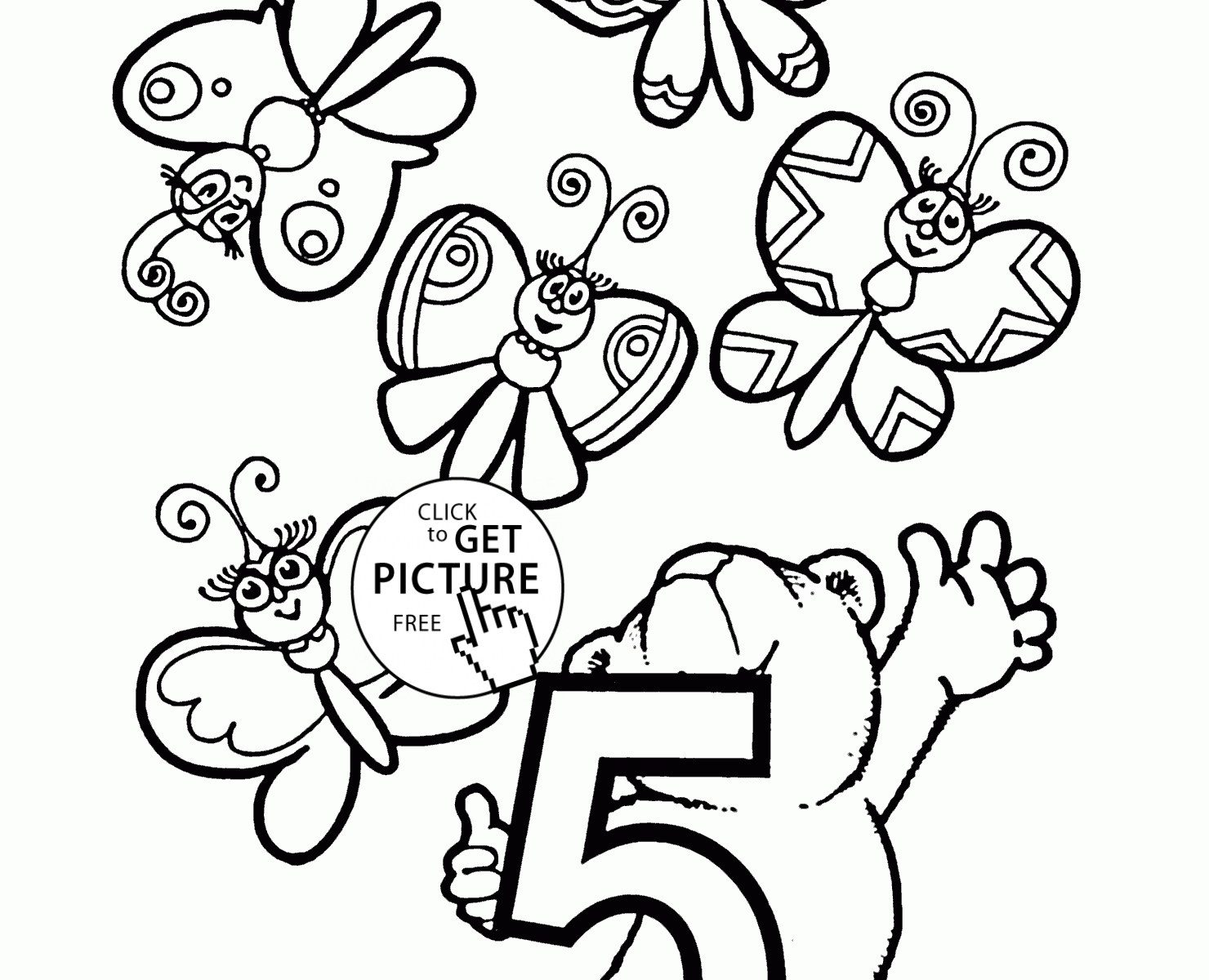 1480x1200 Number Coloring Page With Butterfly Pages Free Printable Kids
